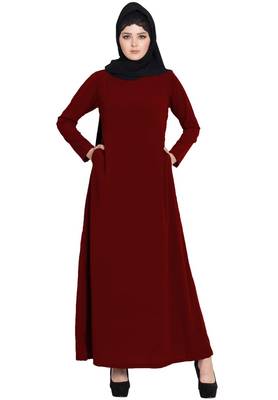 Simple A Line Abaya With Side Pockets 1