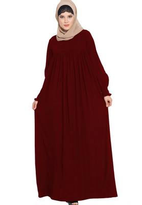 Dress Abaya With A Perfect Balacnce Of Looks And Comfort -Maroon 1