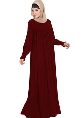 Dress Abaya With A Perfect Balacnce Of Looks And Comfort -Maroon 2