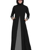 Dual Color Abaya Dress With Pockets