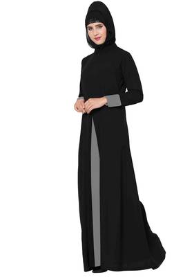 Dual Color Abaya Dress With Pockets 3