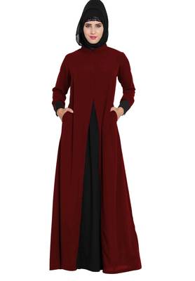Dual Color Abaya Dress With Pockets 1
