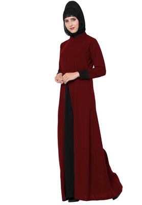 Dual Color Abaya Dress With Pockets 2