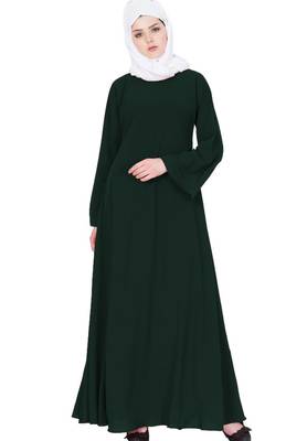 Biased Cut- Umbrella Flare Abaya- Green 1