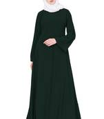 Biased Cut- Umbrella Flare Abaya- Green
