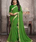 Green printed georgette saree with blouse