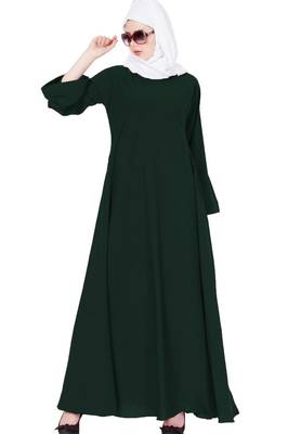 Biased Cut- Umbrella Flare Abaya- Green 3