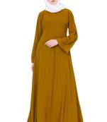 Biased Cut- Umbrella Flare Abaya- Golden Brown