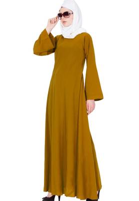Biased Cut- Umbrella Flare Abaya- Golden Brown 2