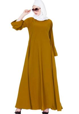 Biased Cut- Umbrella Flare Abaya- Golden Brown 3