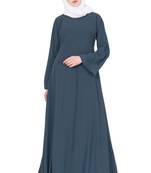 Biased Cut- Umbrella Flare Abaya- Grey