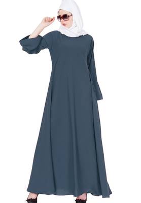 Biased Cut- Umbrella Flare Abaya- Grey 2