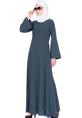 Biased Cut- Umbrella Flare Abaya- Grey 3