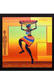 Dancing Tribal Woman Satin Matt Texture UV Art Painting