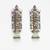 Handcrafted Green Pearls and Pink Stones Silver and Gold Plated Brass Drop Earrings