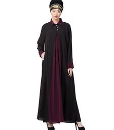 Nazneen Contrast Yoke Black/Purple  Casual Abaya