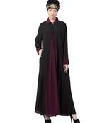 Nazneen Contrast Yoke Black/Purple  Casual Abaya