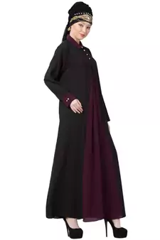 Nazneen Contrast Yoke Black/Purple  Casual Abaya