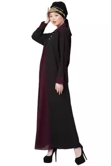 Nazneen Contrast Yoke Black/Purple  Casual Abaya