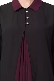 Nazneen Contrast Yoke Black/Purple  Casual Abaya