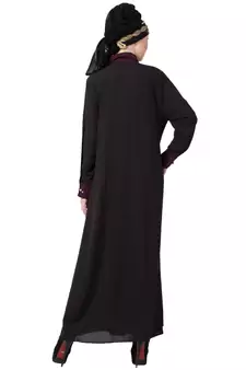 Nazneen Contrast Yoke Black/Purple  Casual Abaya
