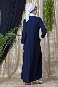 Nazneen Contrast Yoke Black/White  Casual Abaya