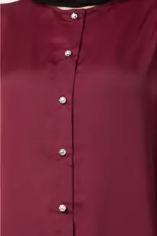Maroon Nazneen Decorative Button Front Open Nida Abaya