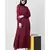 Maroon Nazneen Decorative Button Front Open Nida Abaya