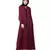 Maroon Nazneen Decorative Button Front Open Nida Abaya