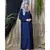 Blue Nazneen Decorative Button Front Open Nida Abaya