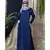 Blue Nazneen Decorative Button Front Open Nida Abaya