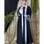 Blue Nazneen Contrast Band With Inner Dubai Kaftan