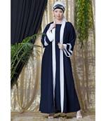 Blue Nazneen Contrast Band With Inner Dubai Kaftan