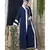 Blue Nazneen Contrast Band With Inner Dubai Kaftan