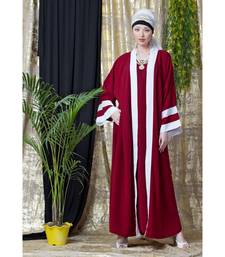 Maroon Nazneen Contrast Band With Inner Dubai Kaftan