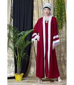 Maroon Nazneen Contrast Band With Inner Dubai Kaftan