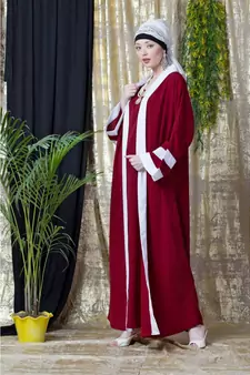Maroon Nazneen Contrast Band With Inner Dubai Kaftan