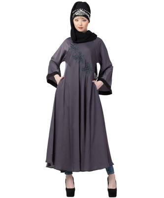 Blue Nazneen Hand Embroidered  Umbrella Nida Abaya 1