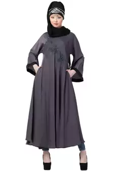 Blue Nazneen Hand Embroidered  Umbrella Nida Abaya