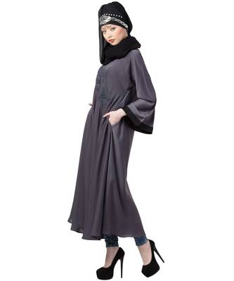 Blue Nazneen Hand Embroidered  Umbrella Nida Abaya 2