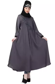 Blue Nazneen Hand Embroidered  Umbrella Nida Abaya