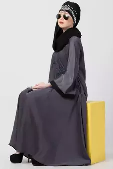 Blue Nazneen Hand Embroidered  Umbrella Nida Abaya