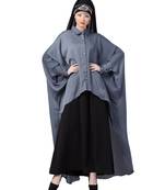 Grey Nazneen Front Open Shirt Kaftan With Inner Casual Abaya