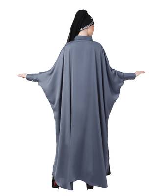 Grey Nazneen Front Open Shirt Kaftan With Inner Casual Abaya 4