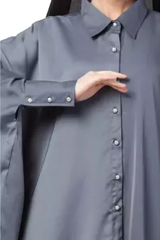 Grey Nazneen Front Open Shirt Kaftan With Inner Casual Abaya