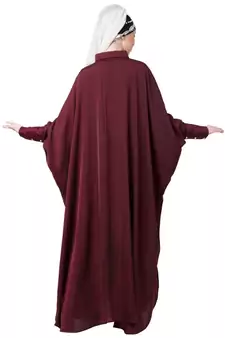 Maroon Nazneen Front Open Shirt Kaftan With Inner Casual Abaya