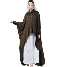 Green Nazneen Front Open Shirt Kaftan With Inner Casual Abaya