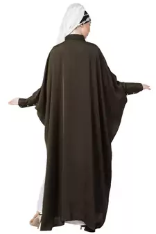 Green Nazneen Front Open Shirt Kaftan With Inner Casual Abaya