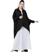 Black Nazneen Front Open Shirt Kaftan With Inner Casual Abaya