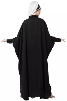 Black Nazneen Front Open Shirt Kaftan With Inner Casual Abaya